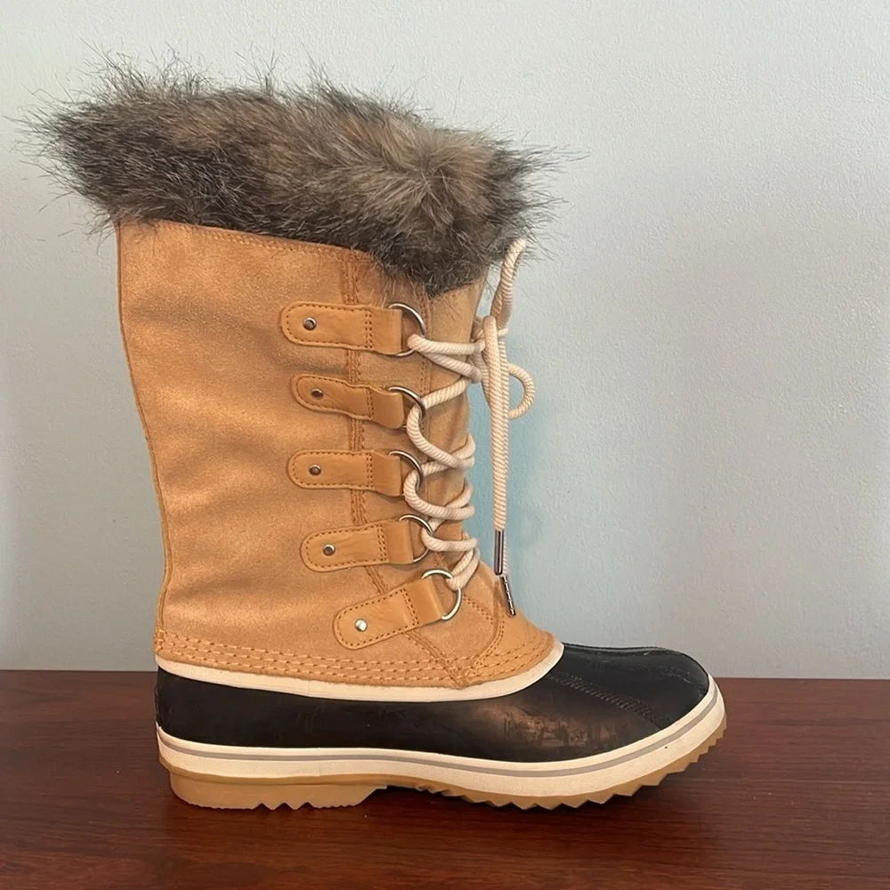 SOLD Sorel Joan of Arctic Tall Faux Fur Boots Lace Up Winter Duck Boot Size 10 - Picture 6 of 9